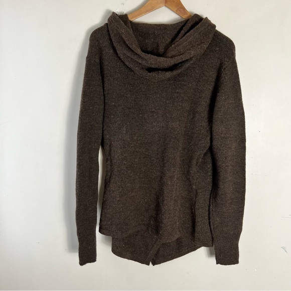 Betabrand Black Sheep Wrap Sweater S/M Brown Wool/Alpaca Blend Hooded Cardigan - Picture 5 of 13